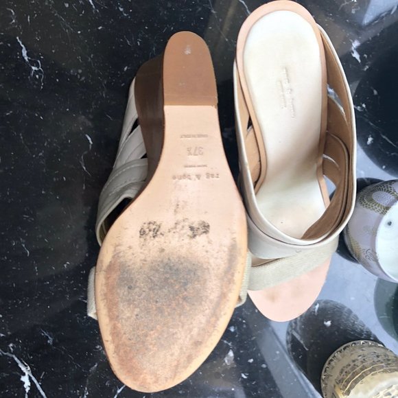 RAG & BONE Leather and Canvas Wedge Sandals - Picture 5 of 5